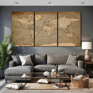 World Map Canvas Print – Framed Travel Map Wall Art for