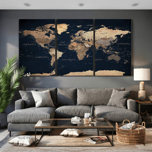 World Map Canvas Print – Detailed Map of the World Wall Art