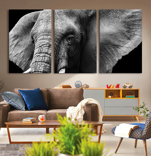Big Elephant Close Up Wall Art Canvas Print