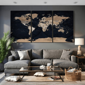 Grunge Wall Art World Map Canvas Print