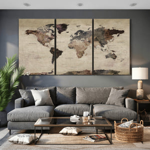 World Map Canvas Print – Detailed Map of the World Adventure