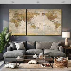 World Map Canvas Print – Detailed Map of the World Wall Art