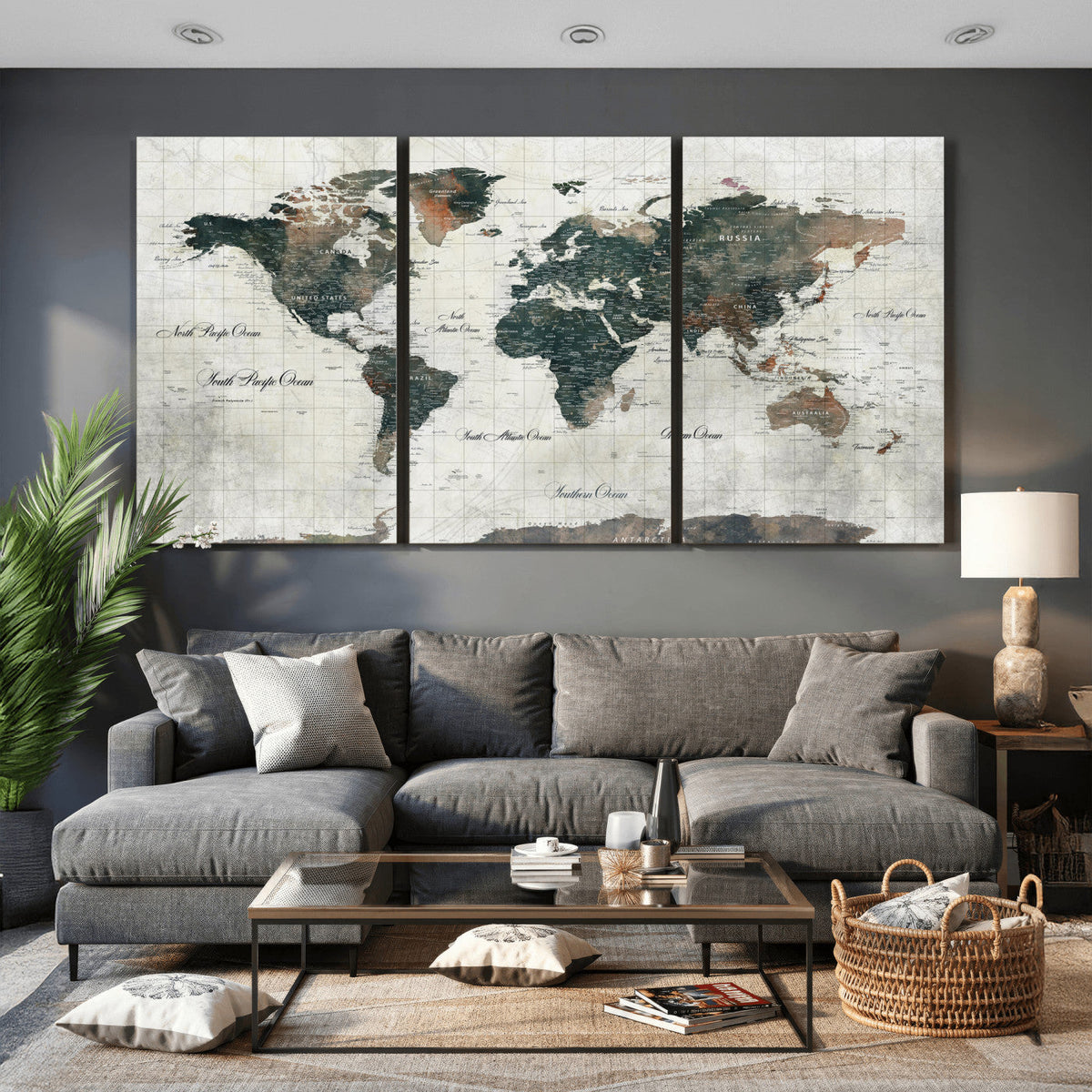 World Map Canvas Print – Framed Travel Map Wall Art for