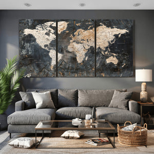 World Map Canvas Print – Detailed Map of the World Wall Art