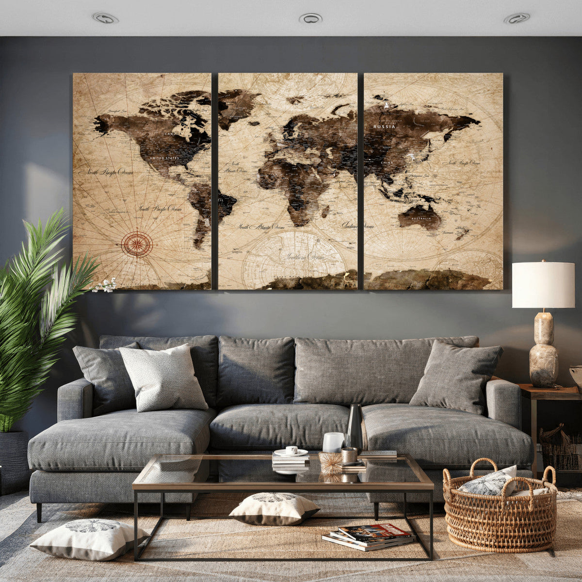 World Map Wall Art Canvas Print