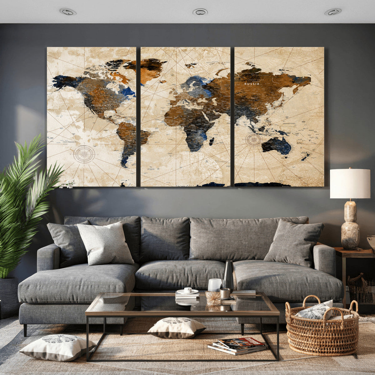 World Map Canvas Print – Framed Travel Map Wall Art for