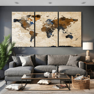 World Map Canvas Print – Framed Travel Map Wall Art for