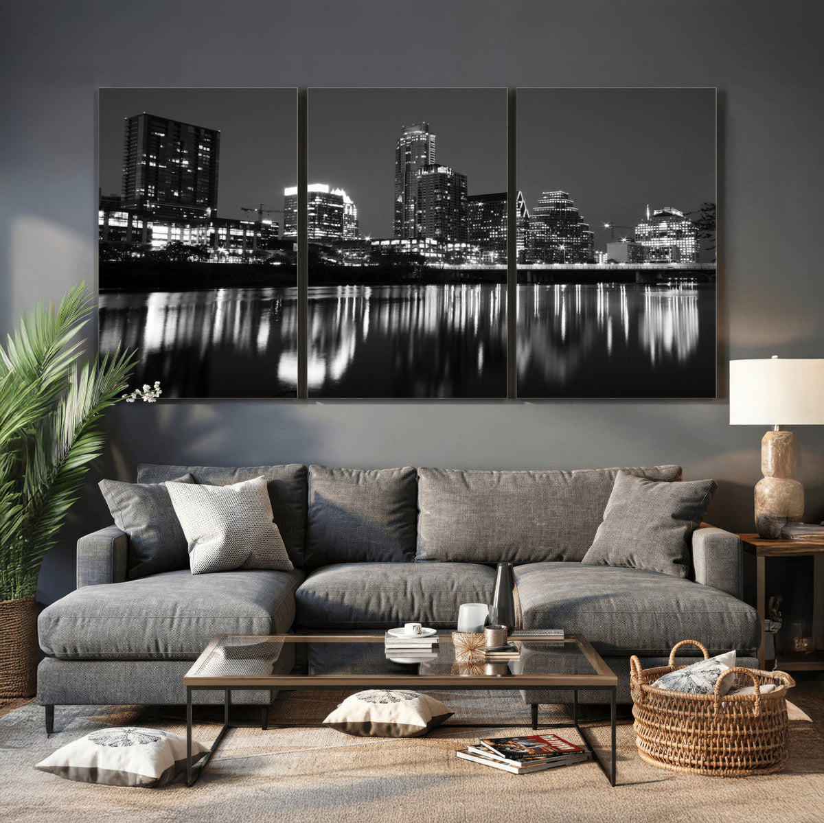 Austin Skyline Wall Art Canvas Print, Austin Downtown Night