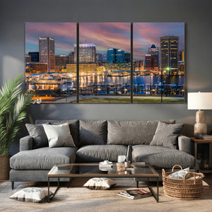 Baltimore Skyline Wall Art Canvas Print, Baltimore Downtown