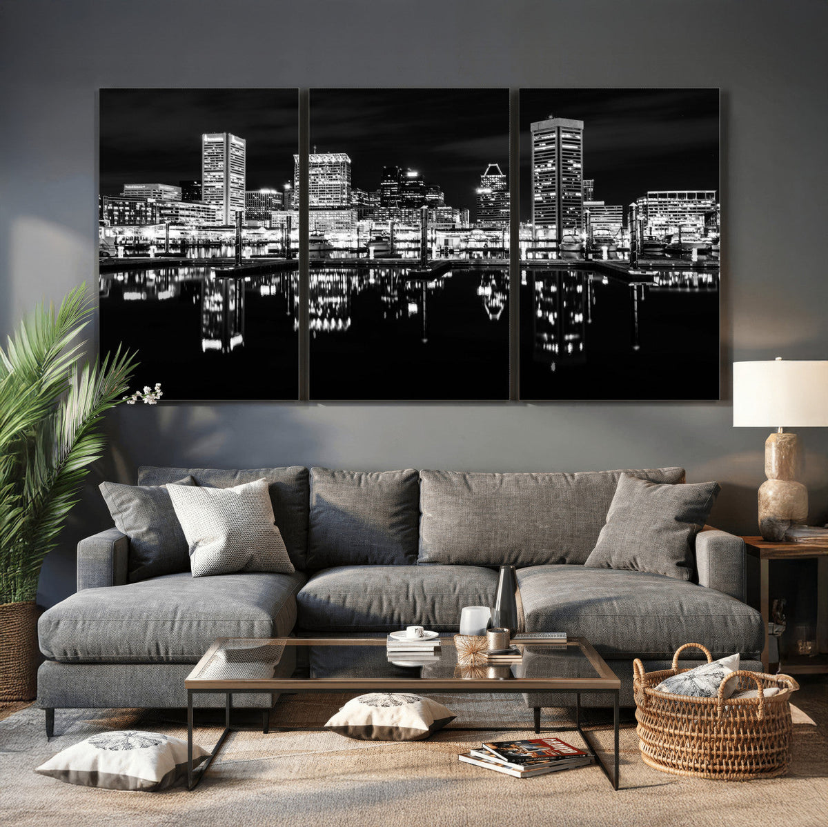 Baltimore Skyline Wall Art Canvas Print, Baltimore Downtown