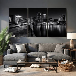 Boston Wall Art Canvas Print, Boston City Downtown Night