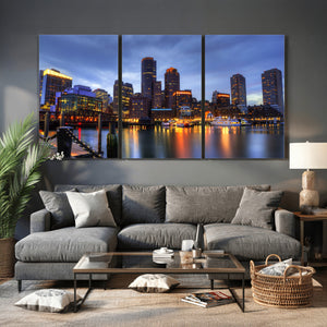Boston Wall Art Canvas Print, Boston City Downtown Night