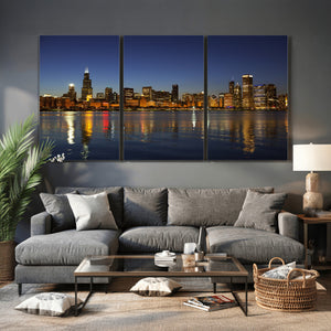 Chicago Wall Art Canvas Print - Chicago City Downtown Night