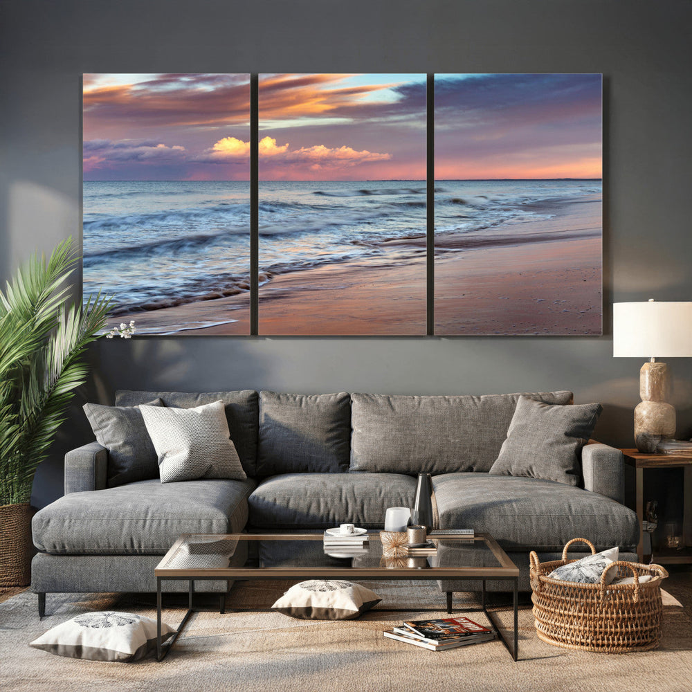 Ocean Sunset Wall Art Canvas Print – Coastal Beach
