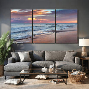 Ocean Sunset Wall Art Canvas Print – Coastal Beach