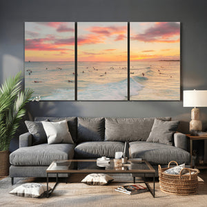 Sunset Beach Wall Art Canvas Print – Soft Coastal