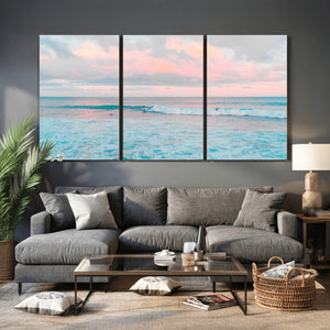 Ocean Wave Wall Art Canvas Print, Pastel Surf Seascape