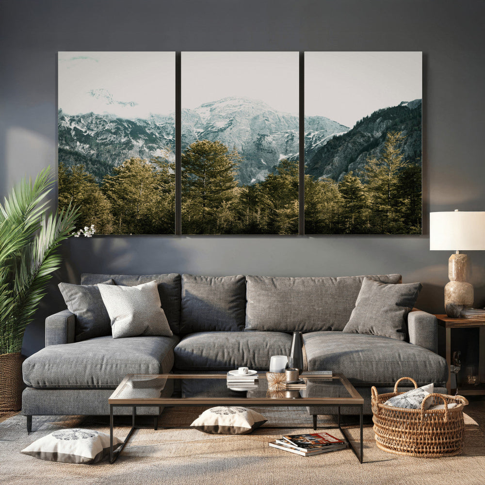 Mountain Forest Wall Art Canvas Print, Alpine Landscape