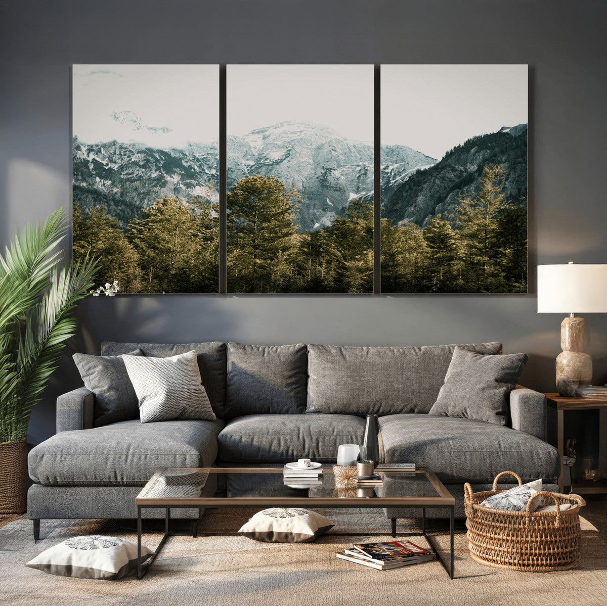 Mountain Forest Wall Art Canvas Print, Alpine Landscape