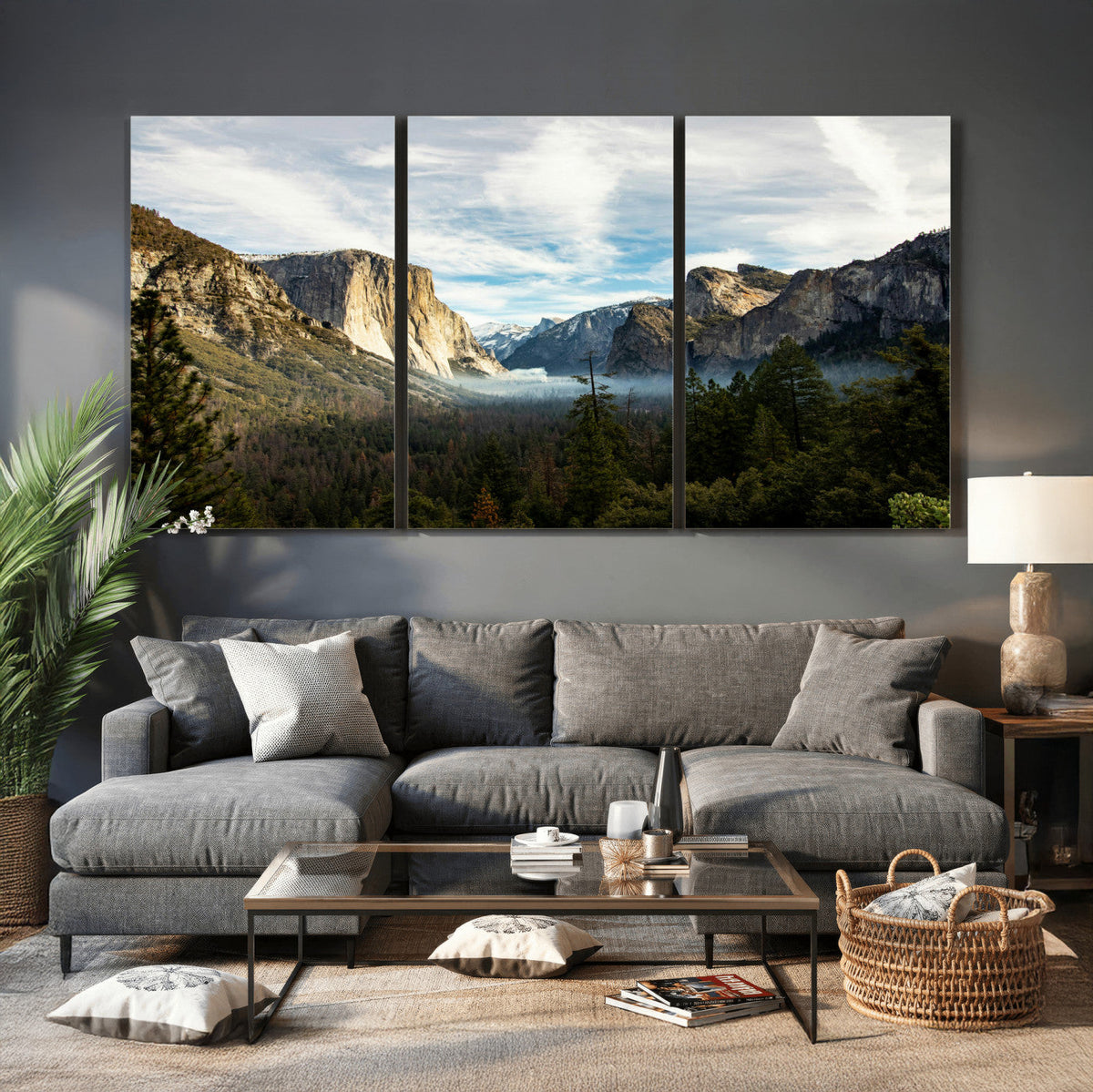 Yosemite Valley Mountain Wall Art Canvas Print, Granite