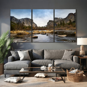 Yosemite Valley Mountain Landscape Wall Art Canvas Print,