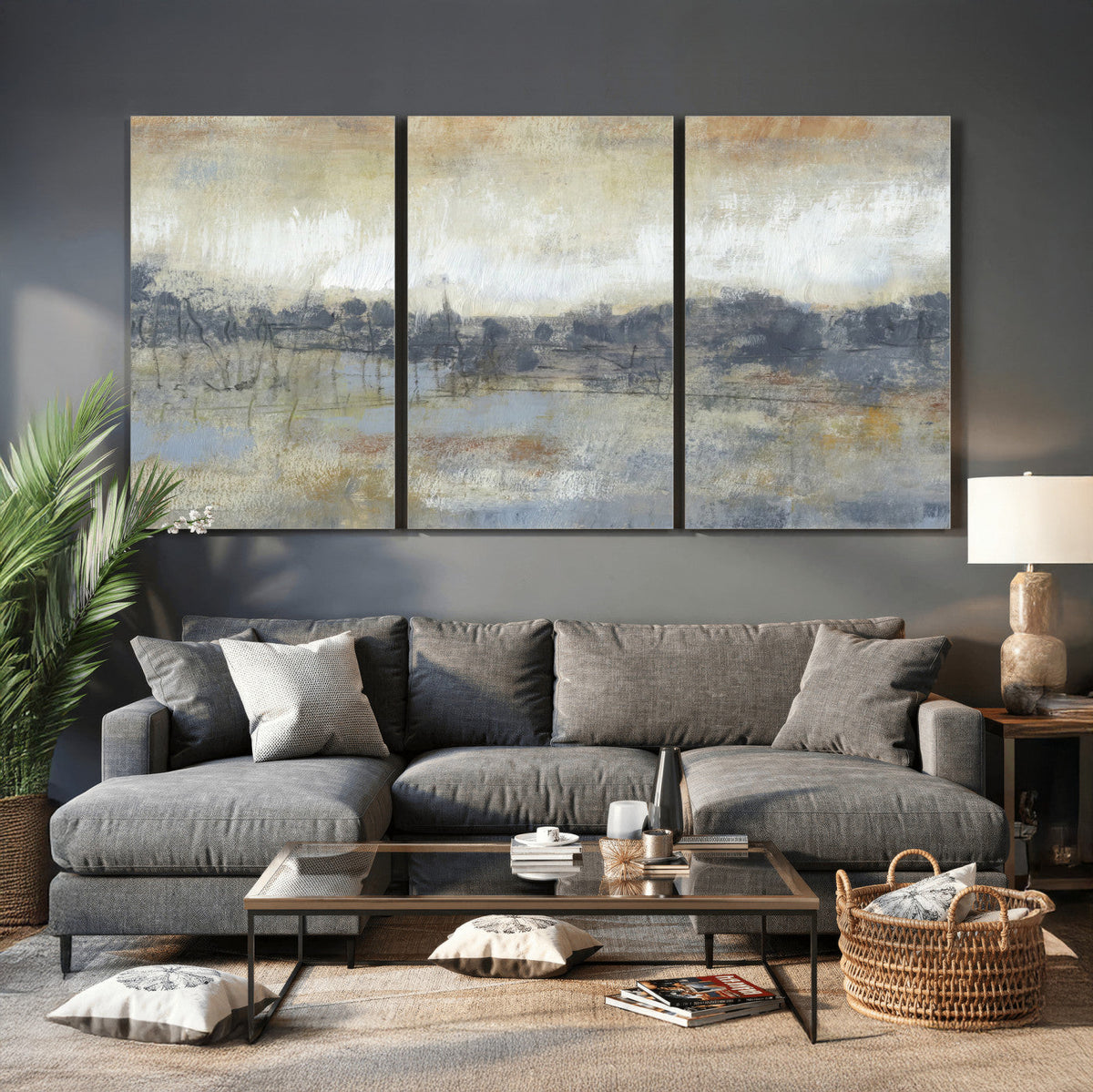 Abstract Neutral Landscape Painting Wall Art
