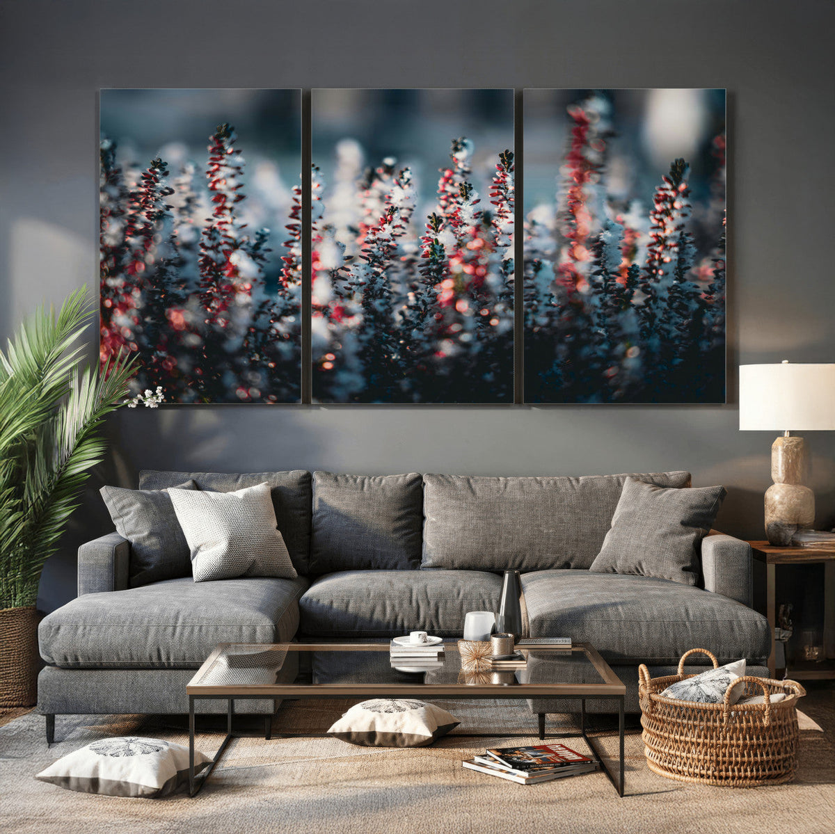 Winter Heather Wall Art Canvas Print, Frosted Floral Nature