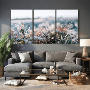Frosted Fern Wall Art Canvas Print, Soft Winter Botanical