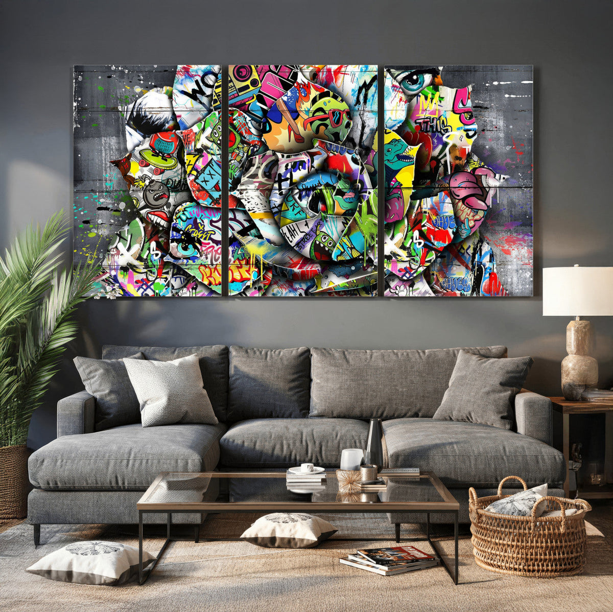 Abstract Graffiti Collage Street Art Wall Art Canvas Print