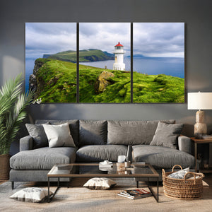 Cliffside Lighthouse Wall Art Canvas Print – Coastal