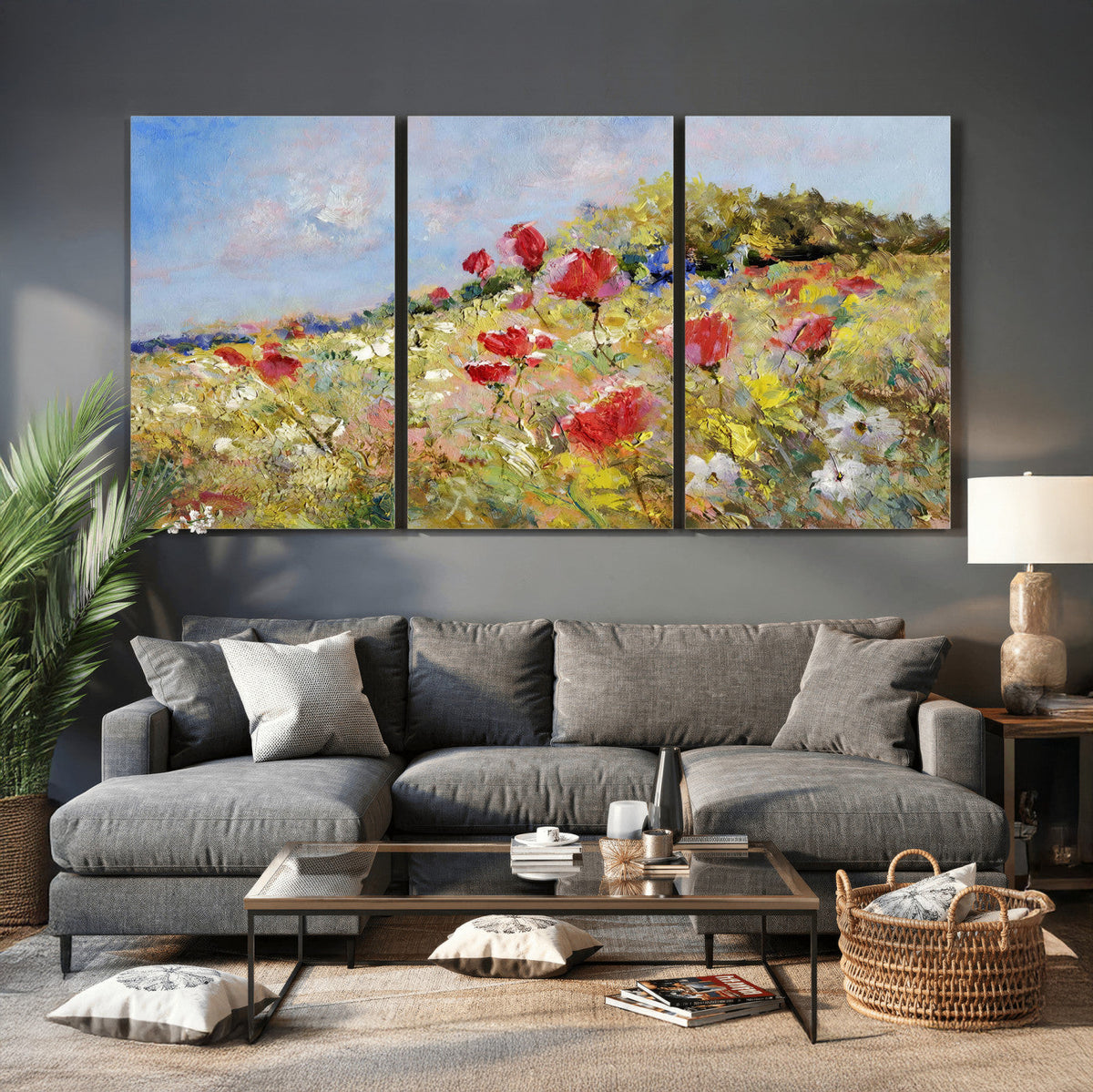 Abstract Mountain Landscape Wall Art Canvas Print – Textured