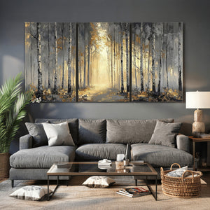 Abstract Birch Forest Wall Art Canvas Print – Modern Neutral