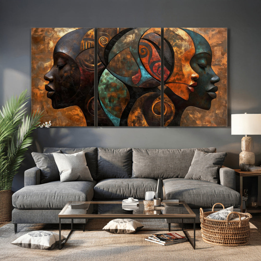 Abstract Afro American Women Wall Art Canvas Print