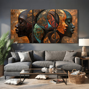 Abstract Afro American Women Wall Art Canvas Print