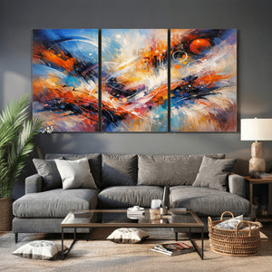 Lyrical Abstraction Wall Art Canvas Print, Orange Blue