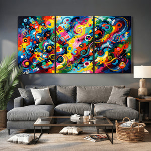 Geometric Abstract Wall Art Canvas Print, Bold Color