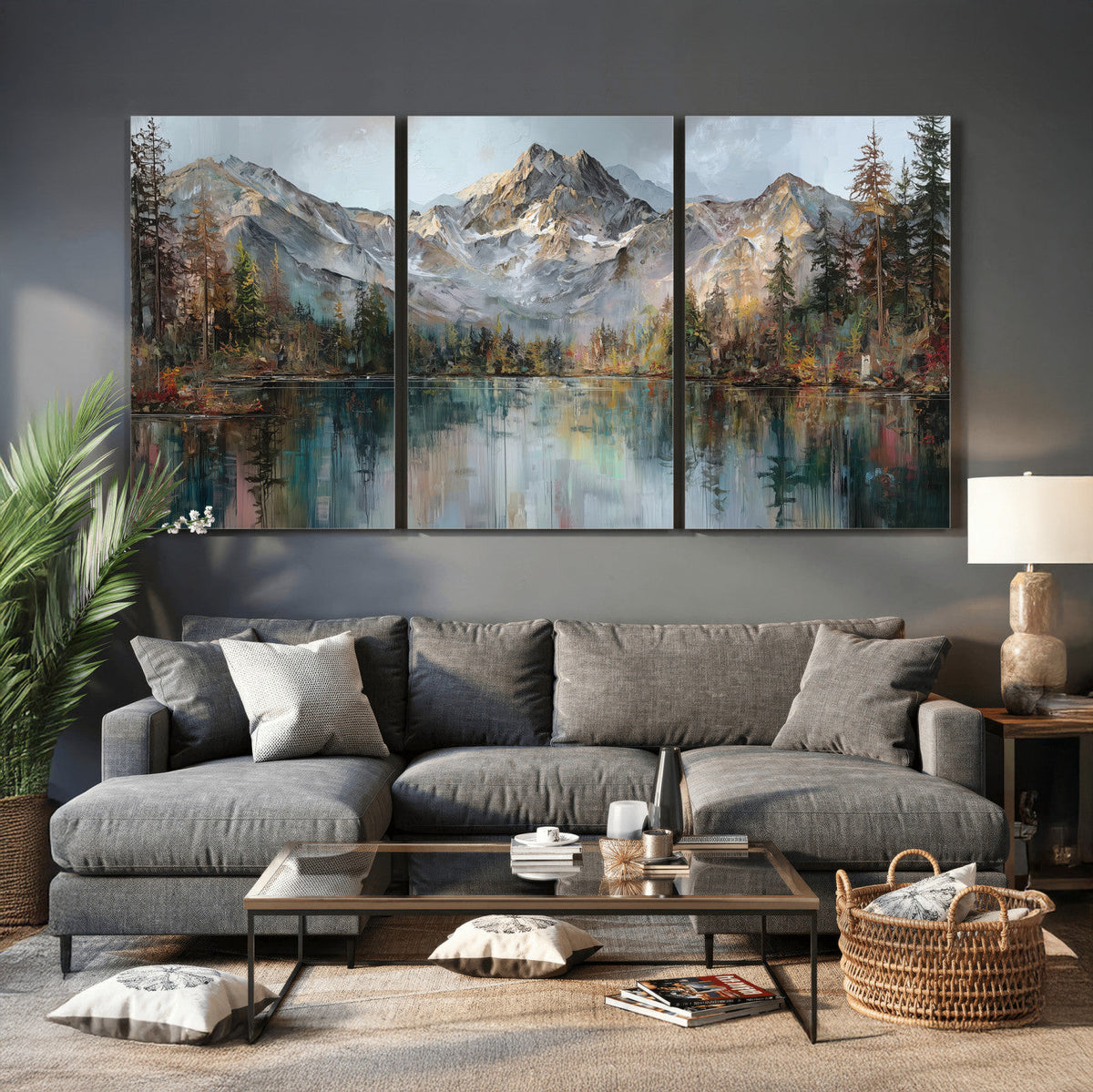 Drip Style Forest Lake Gold Art — Abstract Expressionist