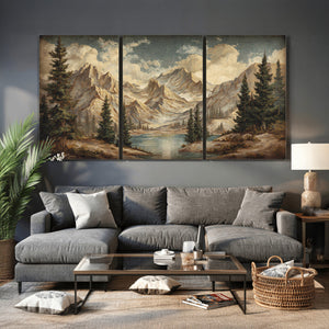 Drip Style Forest Lake Gold Art — Abstract Expressionist
