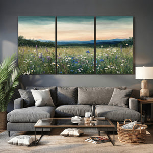 Wildflower Meadow Oil Painting Canvas — Daisy Lavender