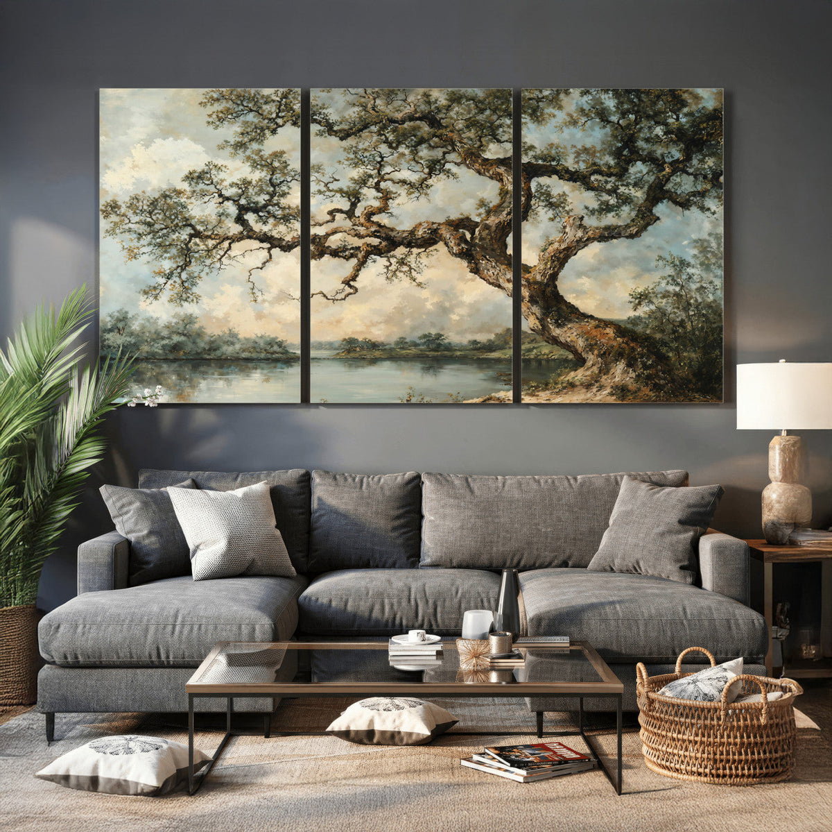 Old Oak Tree Canvas Wall Art, Turner Inspired Romantic
