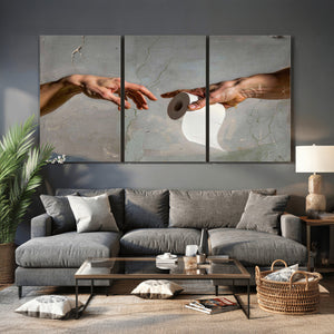 Funny Bathroom Wall Art Canvas, Creation of Toilet Paper