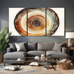 Natural Wood Slice Wall Art Canvas Print, Tree Ring Wall