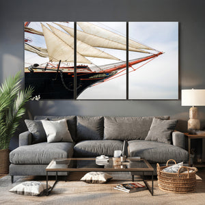 Sailboat Wall Art Canvas Print, Vintage Ship Bow Framed