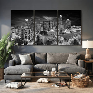 Charlotte Skyline Canvas Wall Art Print – North Carolina Cityscape Photography Print