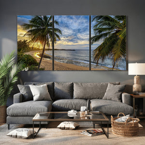 Mar Chiquita Beach Puerto Rico Canvas Wall Art, Manati Caribbean Coastal Photography Print, Tropical Ocean Sunset Decor
