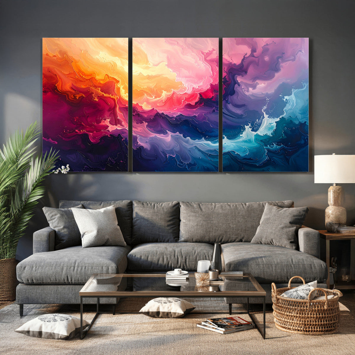 Colorful Abstract Canvas Wall Art Print, Vibrant Popup Color Art Print