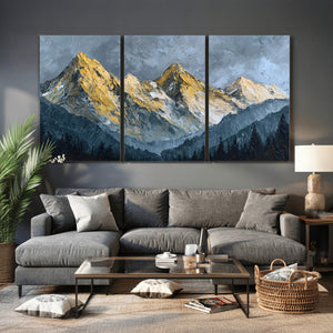 Abstract Mountain Wall Art Canvas Print Modern Landscape Painting Print