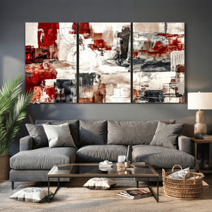 Blue Teal Abstract Canvas Wall Art, Modern Textured Painting Print, Navy Orange White Contemporary Art, Neutral Living Room Decor, Office Art