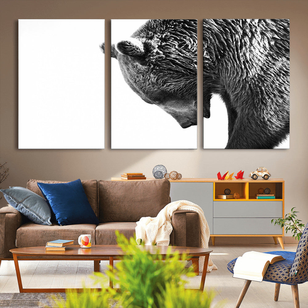 Black and White Grizzly 399 Bear Canvas Print Wall Art |