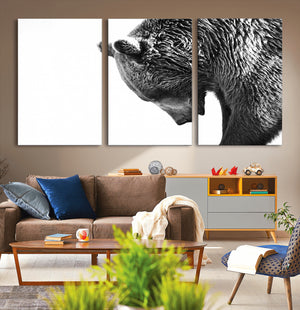 Black and White Grizzly 399 Bear Canvas Print Wall Art |